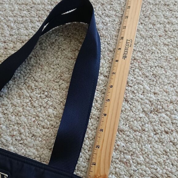 Black Prada nylon fabric with navy blue double handles tote - Picture 10 of 16